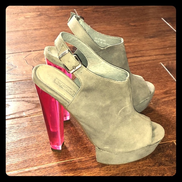 Open toe booties with lucite heel - Picture 1 of 5